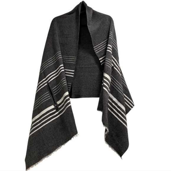JCREW Cape Scarf with Arm Holes, Navy & White - Picture 1 of 5